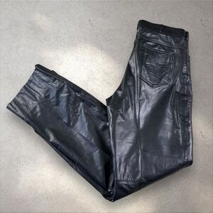 Vtg Bonzai Genuine Leather Pants Measure 30x32 Five Pocket Jeans Biker‎ Moto